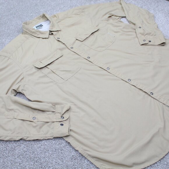 Exofficio Insect Shield Shirt Mens 2XL XXL Tan Vented Snap Button Long Sleeve - Picture 5 of 14